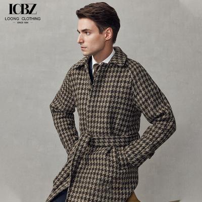 China Impressão de logotipo personalizado estilo britânico Houndstooth casaco de lã para negócios Casual à venda