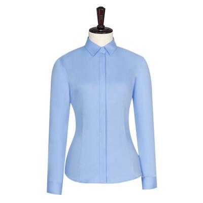 China Slim Fit Bamboo Faser Formal Shirt für Frauen Damen Bluse Hemden mit Standkragen zu verkaufen