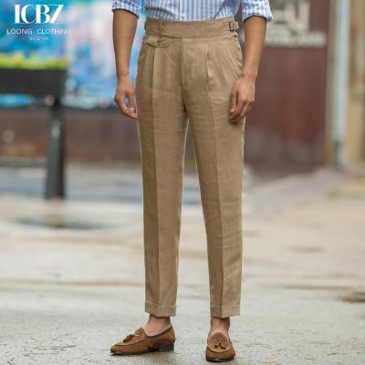 China Men's Pants Cropped Pants Waisted Summer Style Linen Thin Casual Suit Trousers Woven for sale