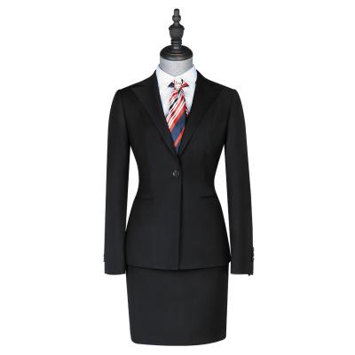 China Womens Plus Size Business Suits V-neck Skirt and Blazer Set for Formal Office Wear for sale