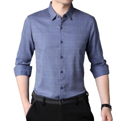 China Polyester Fiber Viscose Custom Logo Men's Shirts Long Sleeve Shirt Casual with Lining for sale