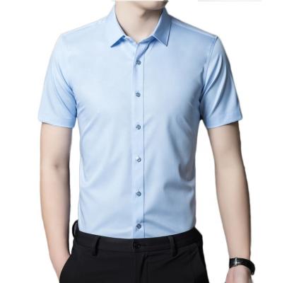 China Formal Men's Short Sleeve Business Shirt Solid Color Office Tops Button Down OEM for sale