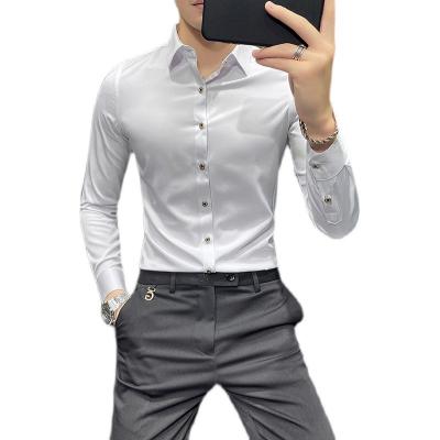 China Long-Sleeved Custom Formal Shirt For Men Printed Polyester Cotton Slim Fit Casual Shirt for sale