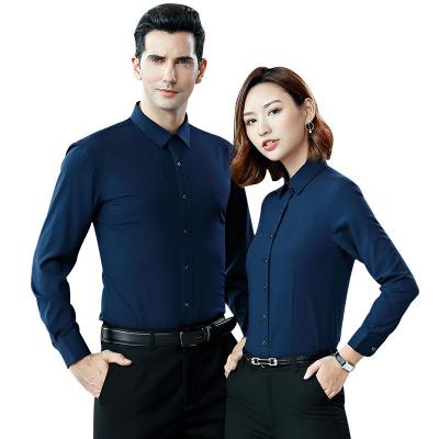 China Covered Button Closure Shirts for Men and Women Custom Logo Casual Office Wear Plus Size for sale