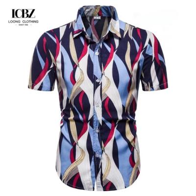 China Camiseta de playa para hombres Aloha Hawaiian Summer Wear Casual Impresión digital Botón arriba Manga corta en venta