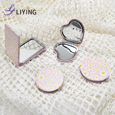 China Custom Logo Portable Small Hand Mirrors Double Sided Pocket Magnifying Mirror For Makeup/Spiegel Espejo Rogue Luz Compact Folding Mini Mirror for sale