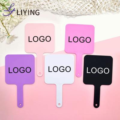 China Wholesale Personalized Makeup Mirror With Handle Custom Your Logo Hand Mirror For Beauty Girl Apply Cosmetics for sale