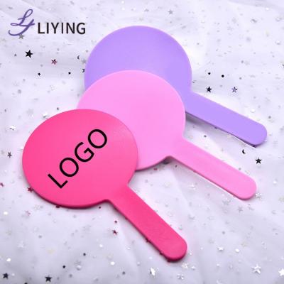 China Personalized Custom Hand Mirror Logo Handle Vanity Mirror Beauty Girl Applying Cosmetics Mini Pocket Mirror Makeup Custom Logo for sale