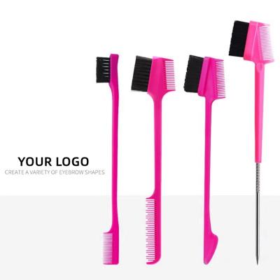 China For Home Use Hair Tools Custom 3 in 1 Hair Edge Brush Private Label Edge Sweep and Comb Dual Eyebrow Brush for sale