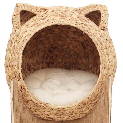 China High Quality Handwoven Handwoven Pet Cat House Cats Luxury Waterproof Rattan Pet Bed for sale