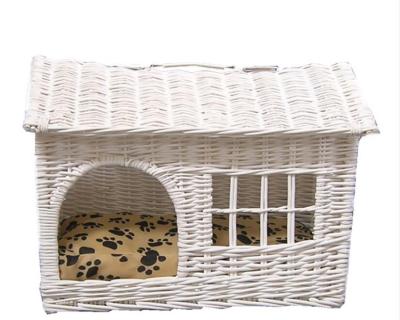 China Large waterproof high quality white natural wicker cane dog house for sale