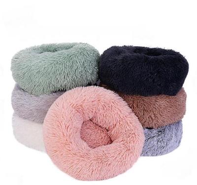 China New Plush Pet Travel Sleeping Nest Round Warm Pet Bed Soft Plush Pet Nest for sale