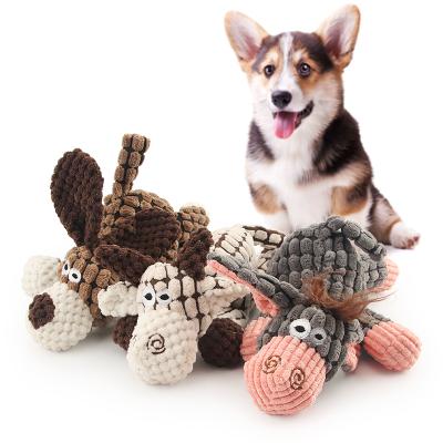 China Viable Toy Donkey Shape Corduroy Chew Toy For Dogs Puppy Squeaky Pet Plush Dog Toy for sale