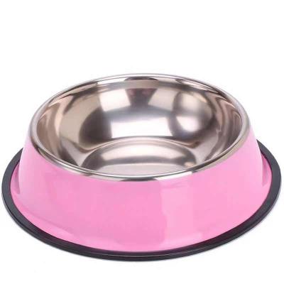 China Stocked Cat Bowls Stainless Steel Pet Food Bowl Pet Feeding Supplies Anti-fall Non-slip Dog Bowl for sale