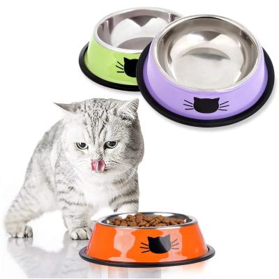 China Durable Pet Bowl Cat Food Bowl Dog Plate Stainless Steel Non-Slip Thick Pet Bowls Conductive for sale