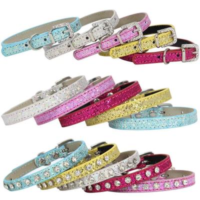 China JEWELED Waterproof PU Leather Pet Collar Designer Soft Collars For Small Large Cat Collars for sale