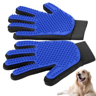 China Stocked Pet Hair Remover Glove Dog and Cats Cleaning Silicone Pet Grooming Gloves for sale