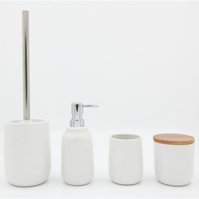 China Viable popular pattern bath ceramic bamboo accessories 4pcs/set for sale