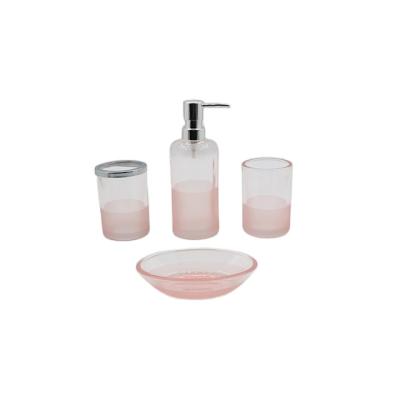 China 4pcs Viable Designed Classic Glass Bathroom Accessory Set for sale