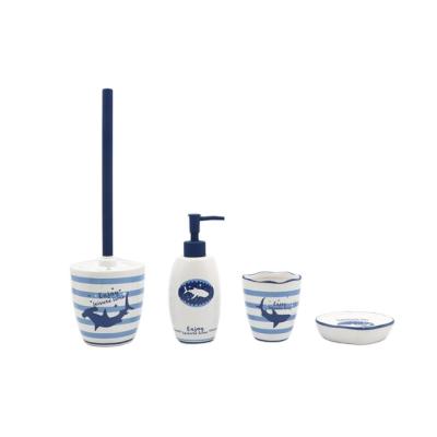 China Modern Ceramic 4PCS Hotel Toilet Bathroom Accessories Bath Set Sustainable for sale