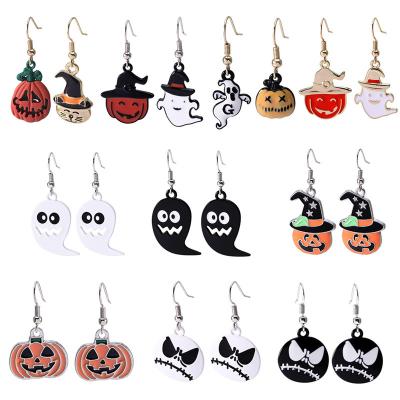 China Factory Direct Sale/Suitable Creative Pumpkin Earrings Ghost Oil Drip Drop Earrings Color Halloween Prices Jewelry Gifts Handsome Handsome for sale