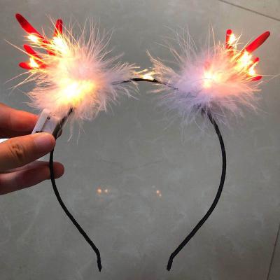 China Factory Advantage Fashion Christmas Headdress Hair Circles Antlers Yellow Feather Headband Led Light Headband for sale