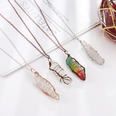 China FASHIONABLE Geometric Healing Crystal Tree Of Life Necklace European And American Natural Stone Necklace Color for sale