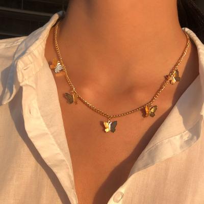 China NEW FASHIONABLE style the same earrings jewelry butterfly choker necklace women gold butterfly pendant necklace for sale