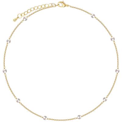 China Best Selling Cute Geometric Baroque Pearl Necklace Around Choker Beaded Chains Satellite Necklace for sale