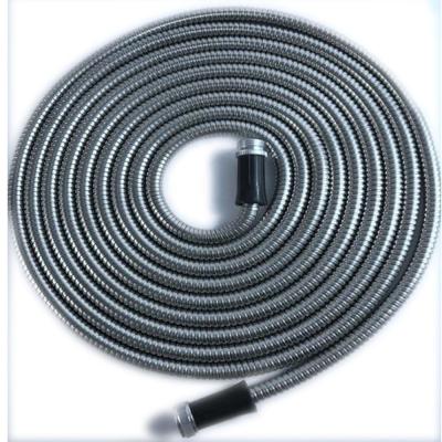 China 50 75 100FT 304 Stainless Steel Adjustable Metal Garden Hose - Lightweight, No Kink With ABS Garden Hose Nozzle for sale