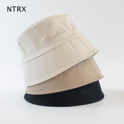 China Custom Striped Bucket Hat White With Custom Logo Womens Summer Hat for sale