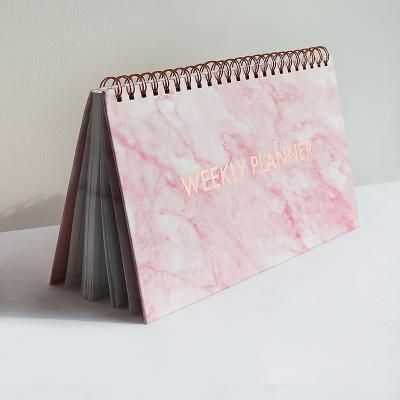 China Simple Style Reusable Pink Marble Cover Planner School Daily Weekly Monthly Notebook for Girls for sale