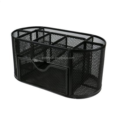 China WIDENY Black Office Supply Desk Organizer Cart Metal Wire Mesh Smart Desk Organizer for sale