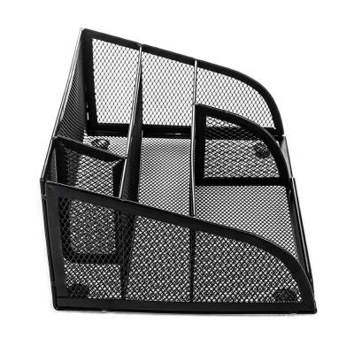 China 100% Black Eco-Friendly Metal Wire DESK DESK Customs Iron Wideny Iron Mesh Makeup Storage Desk Organizers for sale