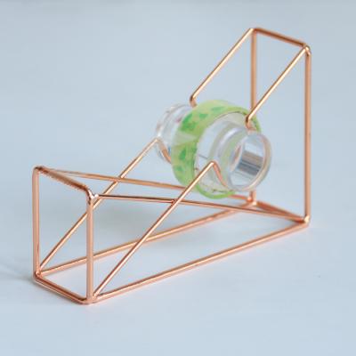 China Wideny Office Stationery Mini Metal Adhesive Holder Rose Gold Tape Dispenser Easily for sale