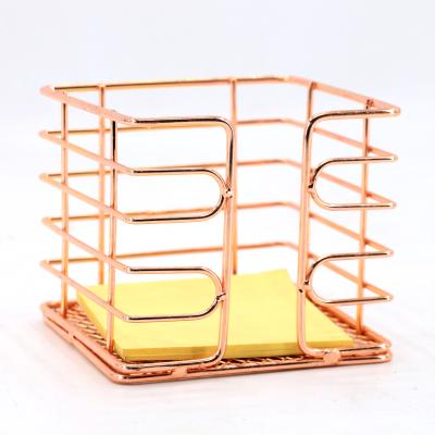 China 100% Wholesale Eco-friendly Office Table 4 Items Mini Eco Friendly School Rose Gold Metal Wire Stationery Sets for sale