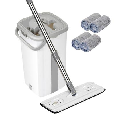 China 2022 Supplier Easy Floor Cleaning Cheap Wholesale Viable Hand Free Microfiber 360 Squeeze And Rotate Magic Flat Mops With Bucket Set for sale