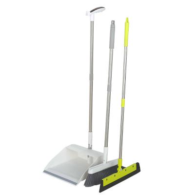 China Combination Hand Design Folding Floor Wind Proof Dust Eco-friendly Plastic Steel Handle Long Pan Sweeps Upright Broom And Dustpan Set For Home for sale