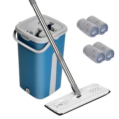 China Wholesale Cheap Lazy Spinning Mop Water Bucket Self Wringing Plastic Microfiber 360 Rotating Magic Flat Mop For Home Floor Cleaning for sale