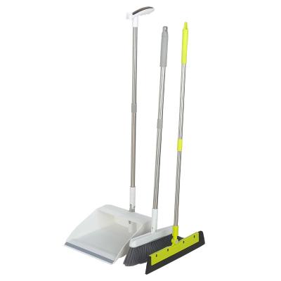 China Hot Sale Eco-friendly Home Hand Kitchen Plastic Design Household New Cleaning Metal Adjustable Broom And Plastic Dustpan Set With Brush for sale