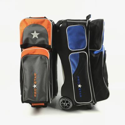 China With Big Wheels Rolling Ball Bags 3 Ball Roller Bowling Bag 3 Balls Triple Rolling Bag With Wheels for sale