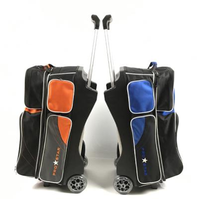 China With Big Wheels Triple Roller Bag 3 Ball Roller Bowling Bag Rolling Bag With Wheels 3 Balls for sale