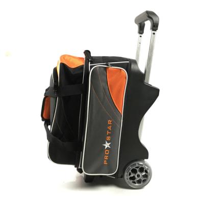 China With Double Big Wheels Roller Bag 2 Ball Roller Bowling Bag 2 Balls Rolling Bags With Wheels for sale