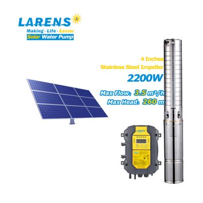 China Irrigation and Agriculture LARENS 4 Inch DC 2200W SS Motor Water Pump Solar System With Solar Panel Power for sale