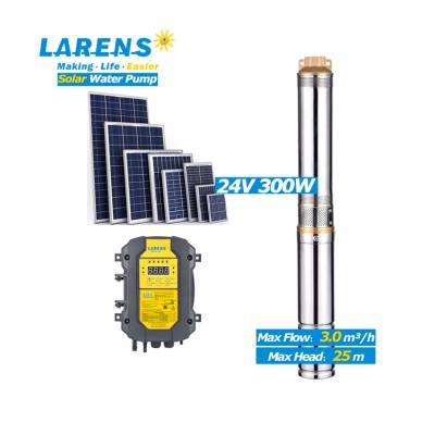 China DC 24V 300W Irrigation and Agriculture LARENS 3 Inch Plastic Impeller Solar Borehole Pump System for Agriculture for sale