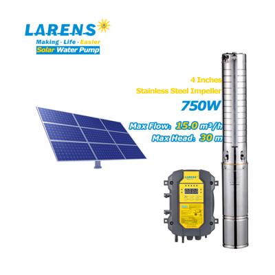 China Irrigation And Agriculture 4 Inch SS304 Impeller 750W Solar Well Pump System For Irrigation for sale