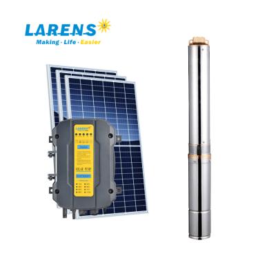 China Agriculture Irrigation LARENS DC Solar Borehole Submersible Water Pump 4 Inch Plastic Impeller Solar Pump for sale