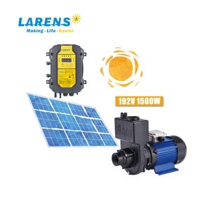 China Family Homes 2HP Outdoor DC Solar Power Water Pump System 1500W Iron Impeller Solar Pump For Irrigation for sale