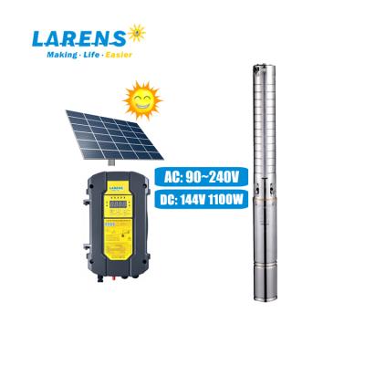 China DC 1100W AC Irrigation and Agriculture Solar Pump 3 Inch Solar Submersible Impeller SS Deep Well Solar Pump For Irrigation for sale