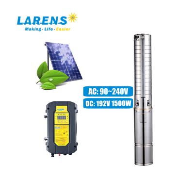 China Agriculture Irrigation LARENS 4 Inch AC DC 1500W Solar Water Gasoline Deep Good Price Solar Pump System for sale